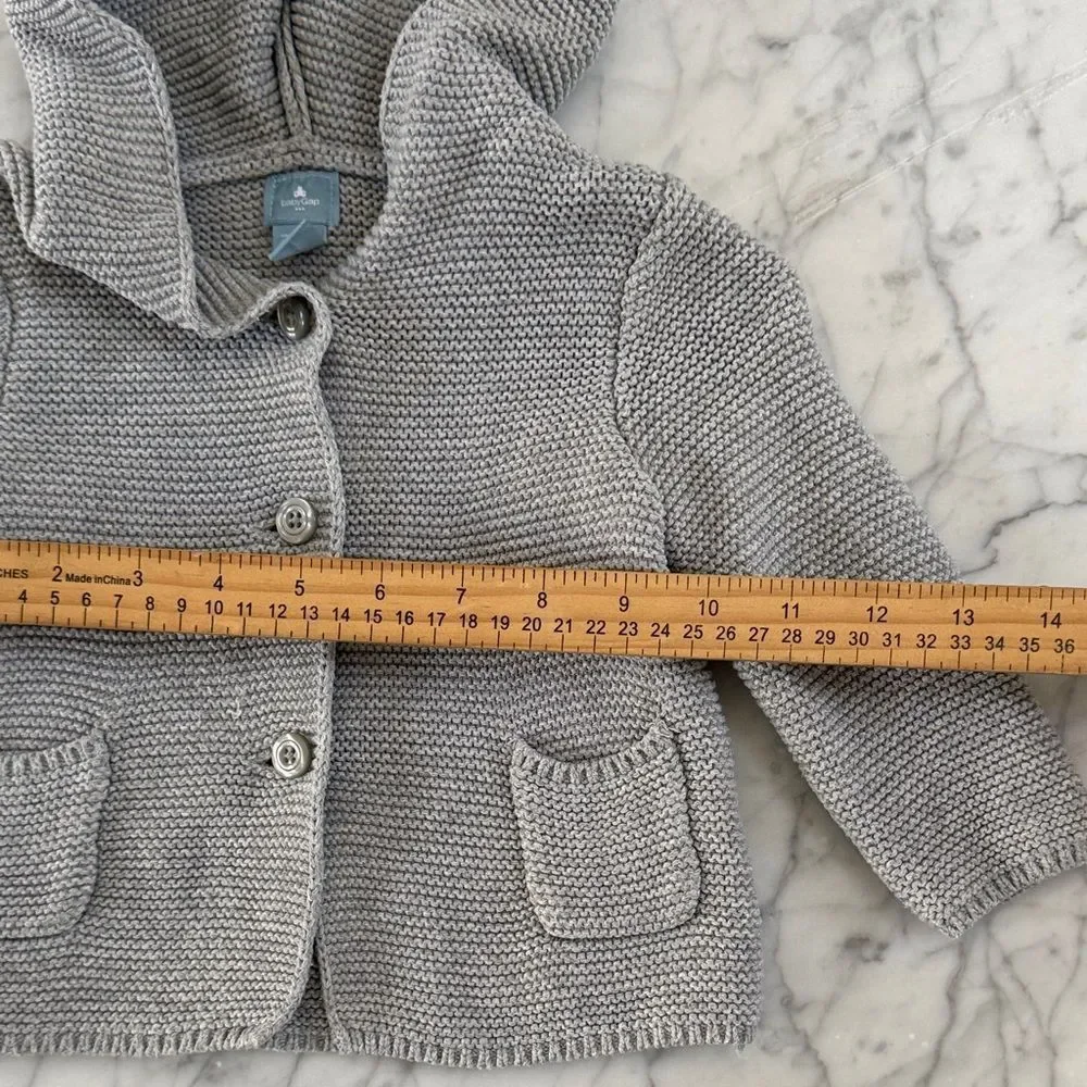 Gray Knit Baby Cardigan Sz 6-12 Mo Bear Ears Gap